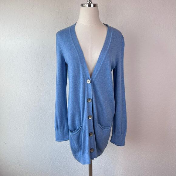 J. Jill Sweaters - J. Jill Button Front Lightweight Cardigan Sweater sz Small 100% Cotton Blue Long